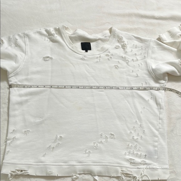 R+A White Distressed Sweatshirt with Crew Neck - Picture 8 of 11